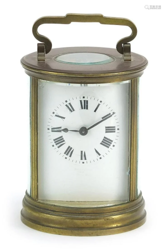 19th century French circular brass carriage clock with