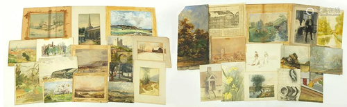 Large collection of 19th century and later drawings,