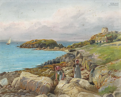 Thomas James Purchas - Costal scene with figures, late