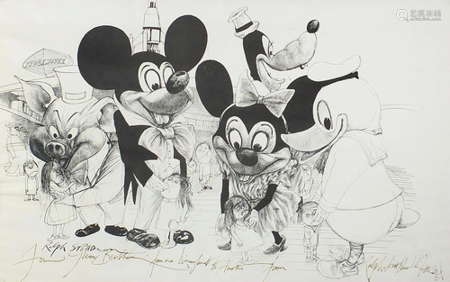 Ralph Steadman - Disneyland, signed print, inscribed