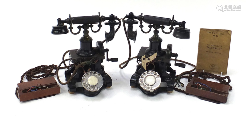 Two early 20th century Ericsson no 16 dial telephones