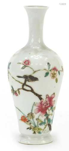 Chinese porcelain vase hand painted in the famille rose