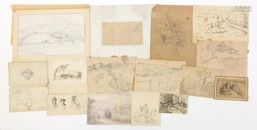 Collection of Old Master style pencil and ink drawings