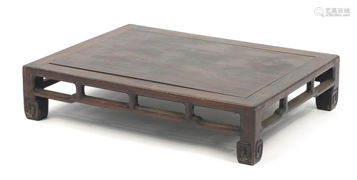 Chinese carved hardwood low table, possibly Hongmu,