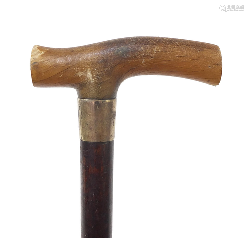 Brigg of London, snakewood walking stick with horn