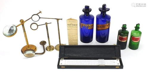 Pharmaceutical items including two Victorian cobalt