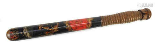Victorian turned and painted police truncheon with VR