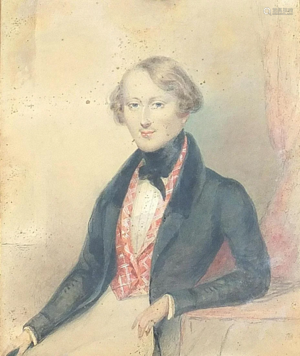 Portrait of a seated gentleman wearing a waistcoat,