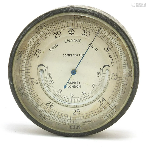 Brass compensated barometer with silvered dial retailed