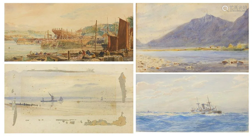 Four 19th century and later watercolours including a