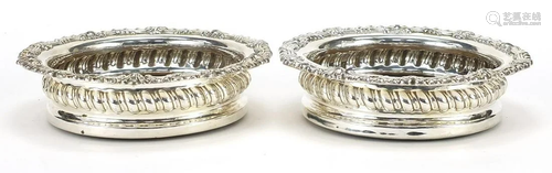 Pair of silver plated wine coasters with Scottish