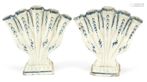 Pair of 18th century pearlware flower vases, each