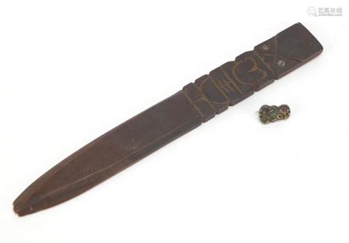 Tribal interest Maori letter opener and a silver a