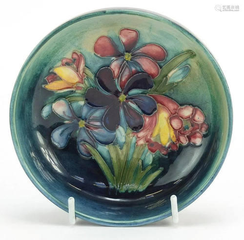 Moorcroft pottery bowl hand painted with flowers,