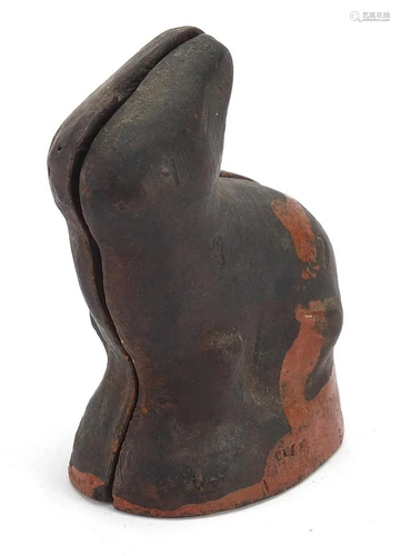 19th century pottery two piece rabbit mould, 10cm high