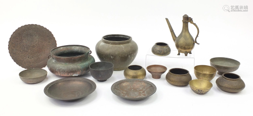 Indian, Islamic and Persian metalware, some with silver