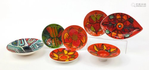 Poole Pottery Delphis comprising seven dishes and