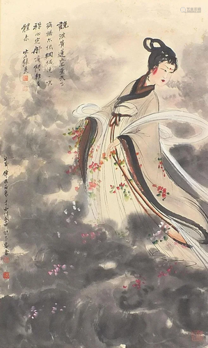 Attributed to Fu Baoshi - Female celestial spreading