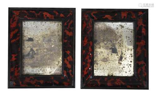 Y A PAIR OF SIMULATED TORTOISESHELL FRAMED MIRRORS, 20TH CEN...