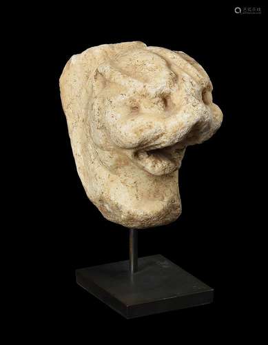 A FRAGMENTARY MARBLE MONOPODIA OF A PANTHER'S HEAD, ROMAN, 1...