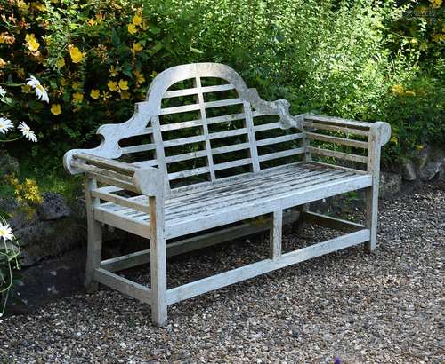 A 'LUTYENS' HARDWOOD BENCH, LATE 20TH CENTURY