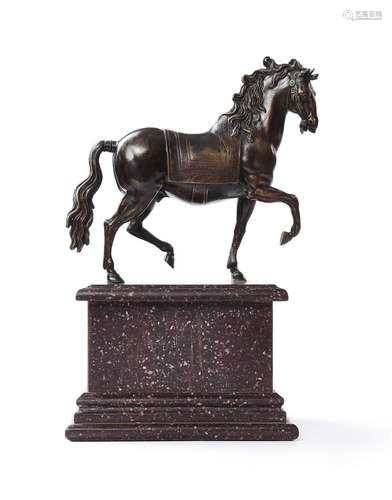 A FRENCH BRONZE MODEL OF A PACING HORSE, 19TH CENTURY