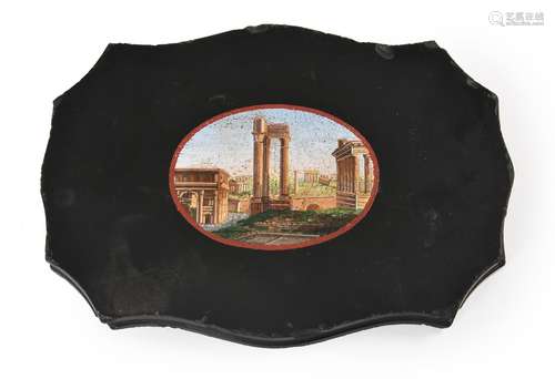 AN ITALIAN MICROMOSAIC PAPERWEIGHT DEPICTING THE ROMAN FORUM...