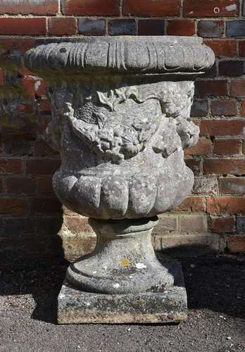 A COMPOSITION STONE URN, 20TH CENTURY