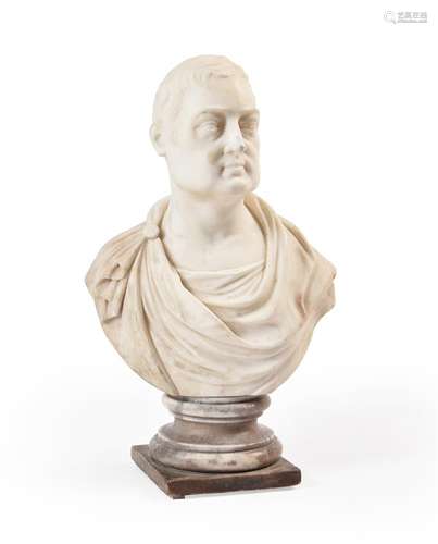 A WHITE MARBLE BUST OF A GENTLEMAN, SECOND HALF 19TH CENTURY