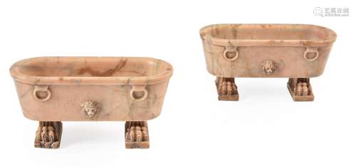 TWO ITALIAN MODELS OF ROMAN BATHS IN GIALLO ANTICO MARBLE, 1...