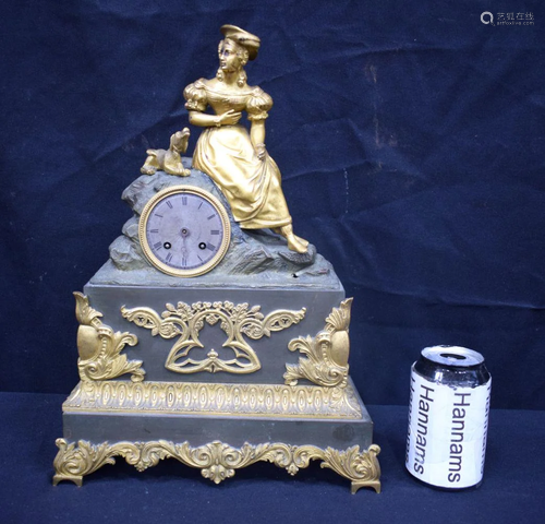 A Bronze French 19th Century ormolu mantle clock .39 x