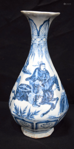 A Chinese blue & white porcelain octagonal vase