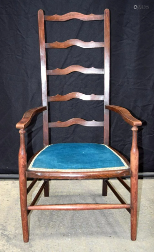 A vintage Elm ladder back upholstered dining chair 100