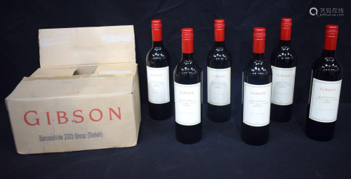 6 bottles of Gibson Barossa Vale Shiraz 2003. (6).