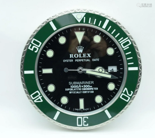 A Contemporary Rolex Dealer display wall clock 34cm.