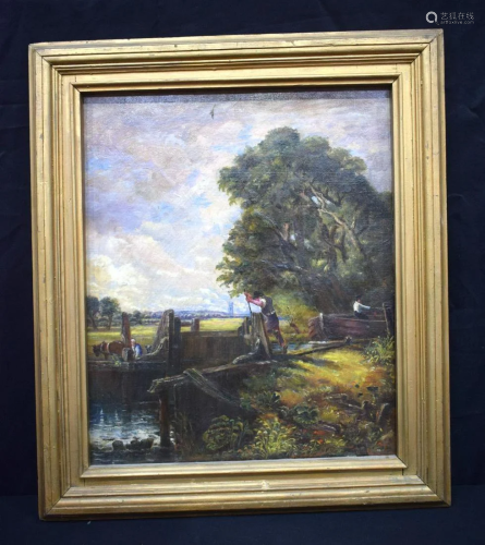 A large 19th Century framed oil on canvas depicting a