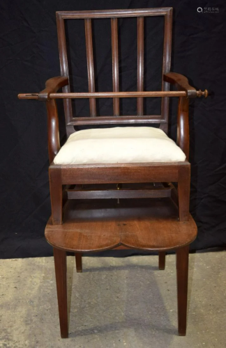 A George III mahogany child's chair with a stand 95 x