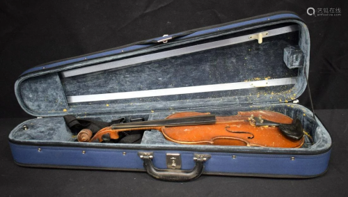 A cased violin 56cm.