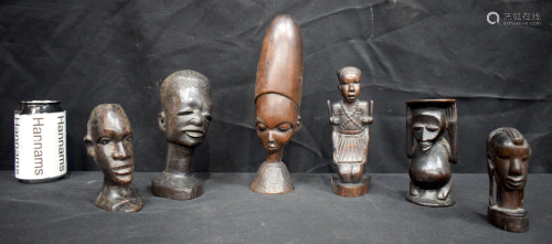 A collection of African hardwood figures 25cm (6).