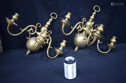 A pair of heavy brass sconces 46 x 54cm (2)