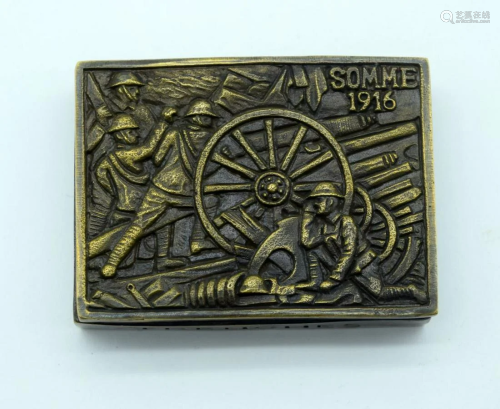 A small contemporary gun metal vesta case engraved with