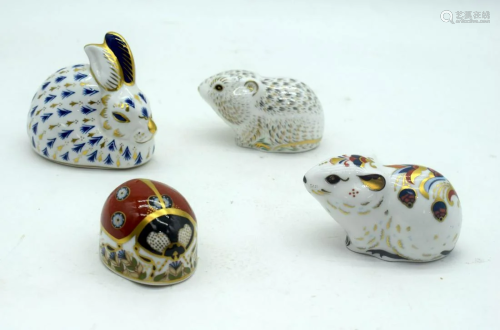 A collection of Royal Crown Derby figures, Rabbit, mice