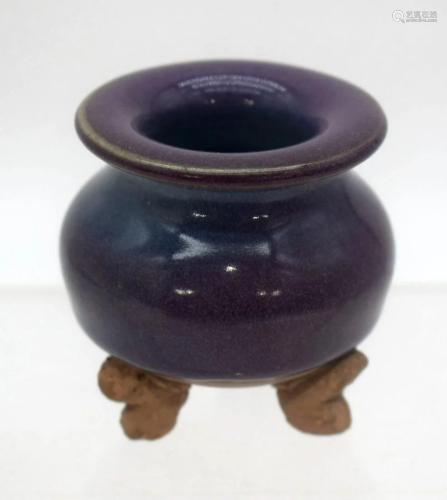 A small Chinese glazed pottery jar. 6cm.