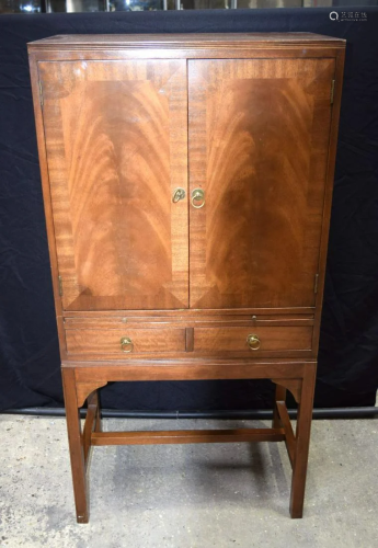 A Mid century 2 drawer veneered cabinet 142 x 71 x