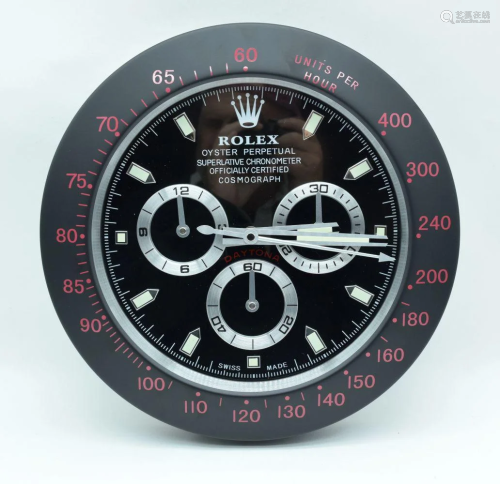 A Contemporary Rolex Dealer display wall clock 34cm.