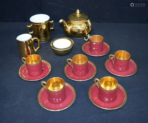 A small collection of ceramic tea ware including a
