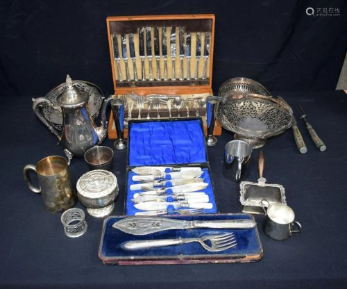 A quantity of plated items and cased flatware. (Qty)