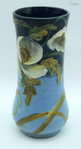 An English Art Nouveau pottery vase 30cm decorated with