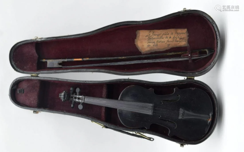A miniature cased Cello by Martin Cullier Paris. 30cm