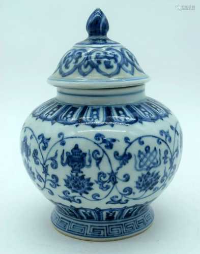 A Chinese blue & white porcelain jar and cover